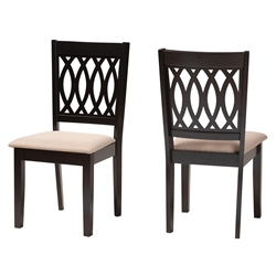 Baxton Studio Florencia Modern Beige Fabric and Espresso Brown Finished Wood 2-Piece Dining Chair Set